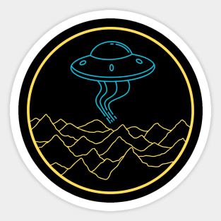 UFO over the Roswell desert Sticker